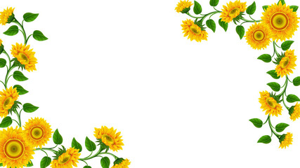 Sunflower border, floral frame, sunflower illustration