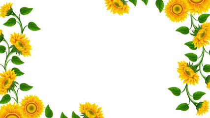 Sunflower border, floral frame, sunflower illustration