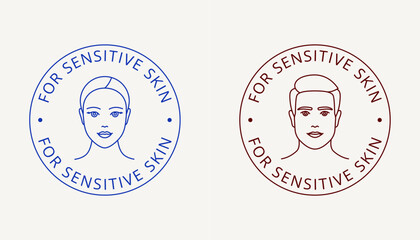 Sensitive skin label for women's and men's skin care products