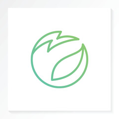 Energy saving logo icon with green leaf. Symbol of life efficiency.