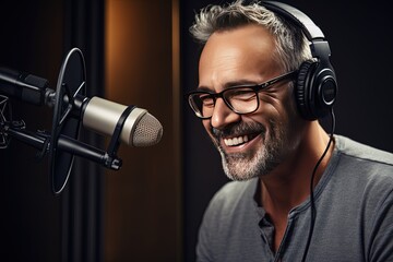 A middle-aged news anchor brings up pressing issues during a live radio broadcast. He makes fun of the stupidity of some people.