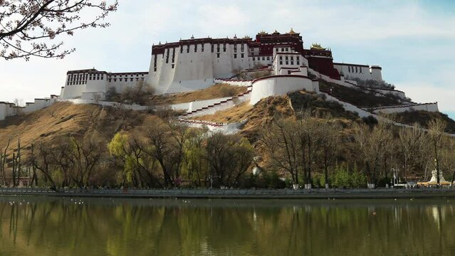 Time lapse of Potala Palace in Tibet, China.