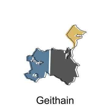map of Geithain design template, geometric with outline illustration design