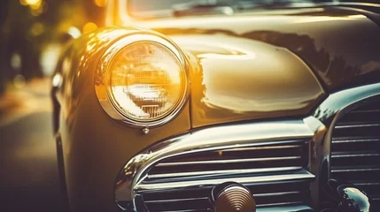 Zelfklevend Fotobehang Headlight lamp of vintage car  © Hassan