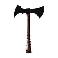 axe in a log on white background