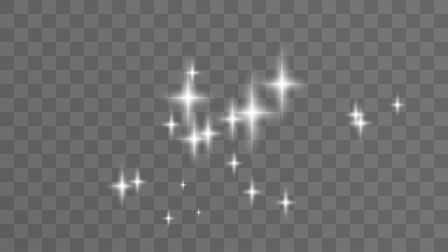 Realistic white star dust light effect isolated on transparent. Stock royalty free vector illustration