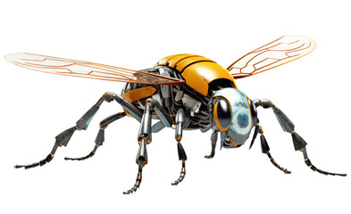 Robotic bee png, mechanical cyber bee isolated on transparent background, cybernetic robot