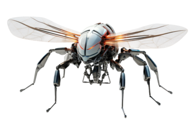 Robotic insect mosquito png, mechanical cyber mosquito isolated on transparent background, cybernetic robot