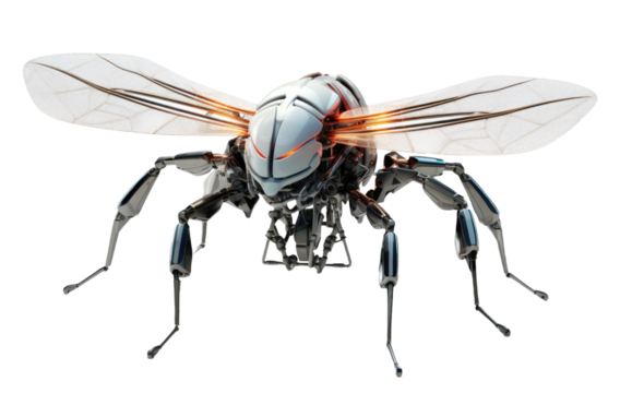 Robotic insect mosquito png, mechanical cyber mosquito isolated on transparent background, cybernetic robot