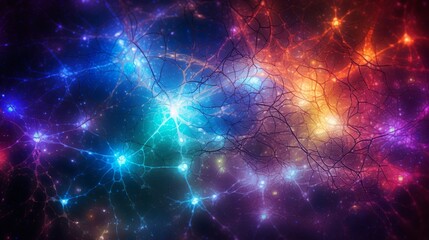 Neuron network as colourful stars, Generative AI