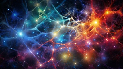 Neuron network as colourful stars, Generative AI