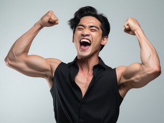 30 years old asian man in emotional dynamic pose