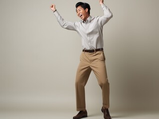 Fototapeta na wymiar 30 years old asian man in emotional dynamic pose