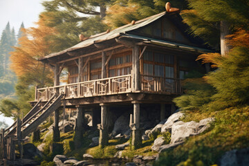 Fototapeta na wymiar Tranquil Timber Haven: Eastern-Alpine Architecture