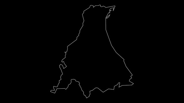 Ariana governorate map of Tunisia outline animation