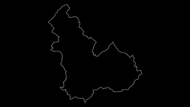 Beja governorate map of Tunisia outline animation