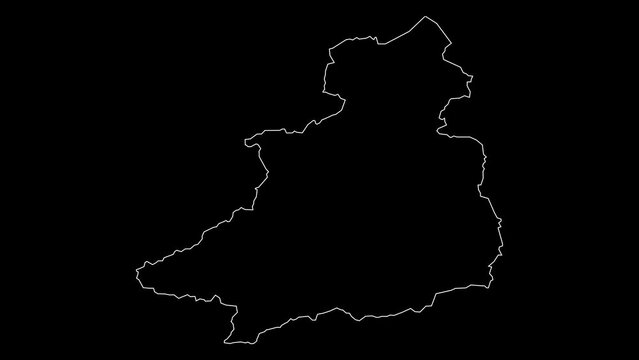 Jendouba governorate map of Tunisia outline animation