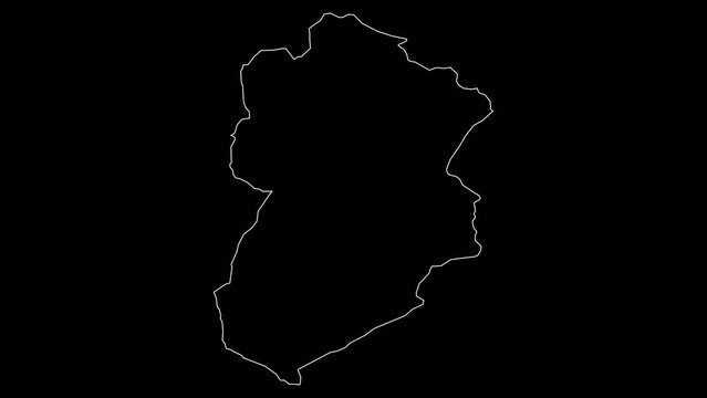 Kasserine governorate map of Tunisia outline animation
