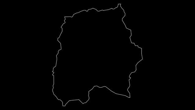 Le Kef governorate map of Tunisia outline animation