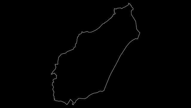 Nabeul governorate map of Tunisia outline animation