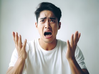 Asian man emotional dynamic gestures