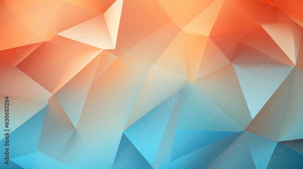 Poster A blue and orange abstract background with triangular shapes