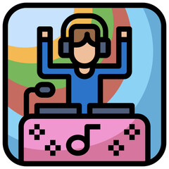 DJ line icon,linear,outline,graphic,illustration