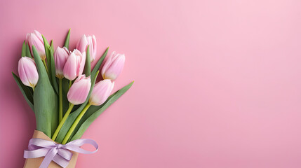 Festive Tulip Bouquet on Pink - Celebrate Spring