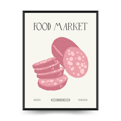 Abstract food posters template. Modern trendy Matisse minimal style. Kitchen and restaurant decor. Hand drawn design for wallpaper, wall decor, print, postcard, cover, template, banner.