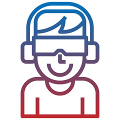 VR line icon,linear,outline,graphic,illustration