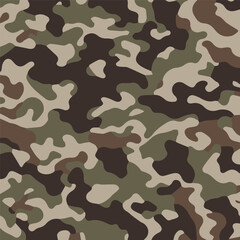 Camouflage seamless pattern. Trendy style camo, repeat print. Vector illustration. Khaki texture, perfect for military army design
