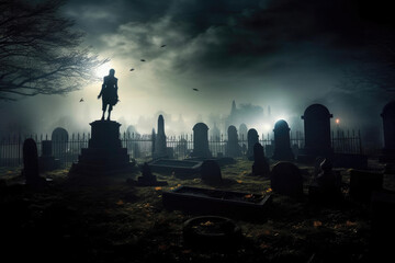Fototapeta na wymiar A Dark and Spooky Cemetery