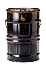 black oil barrel isolated on transparent background. Generative Ai