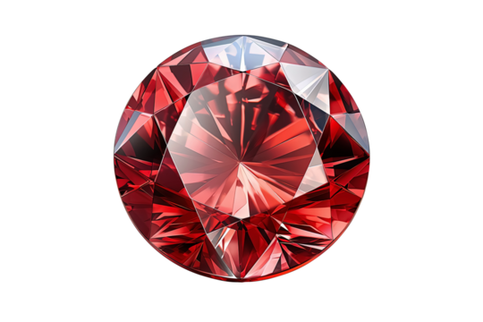 Red gemstone isolate on transparent background. Generative Ai