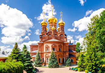 Sergiev Posad, Moscow region, Russia - July 3, 2023: Cave Temple of the Archangel Michael in Chernigov Skete of the Trinity-Sergius Lavra.