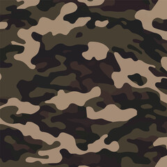 Camouflage seamless pattern. Trendy style camo, repeat print. Vector illustration. Khaki texture, perfect for military army design