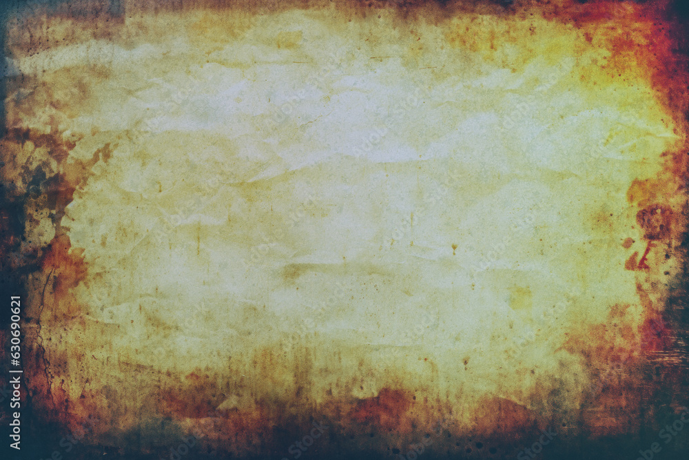Aufkleber vintage distressed old paper canvas texture film grain, dust and scratches texture with vignette bor
