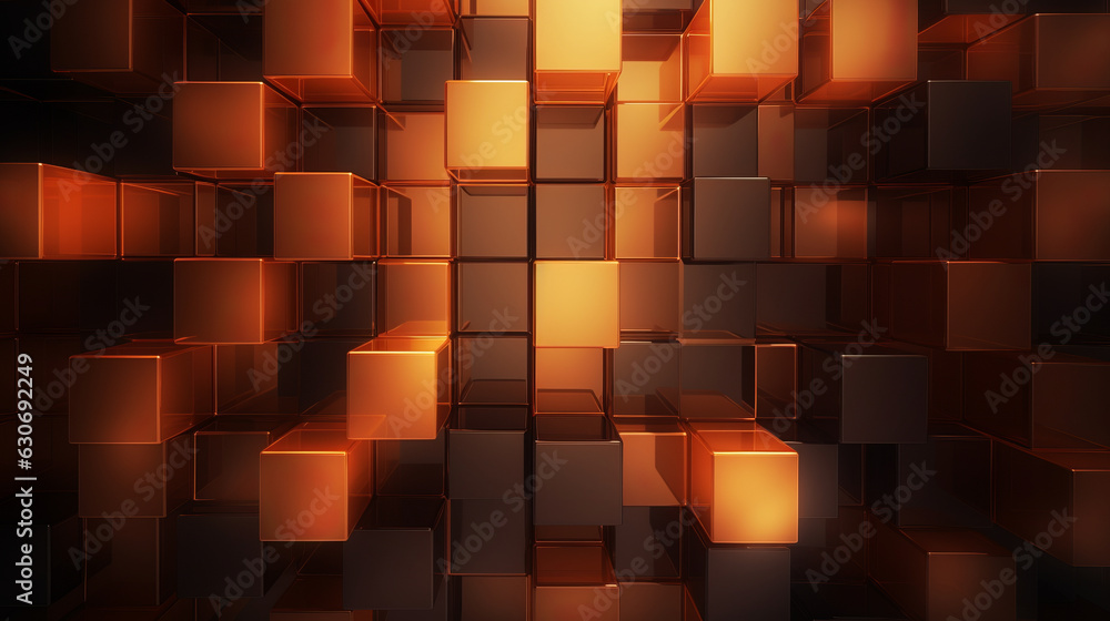 Aufkleber an abstract image of cubes in orange and brown