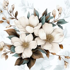 Luxury bohemian floral, wallpaper,poster,wallpaper,with earth tone watercolor, AI generated image