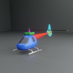 3d render of Blue Helicopter.