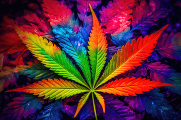 Vivid Marijuana Leaf Closeup