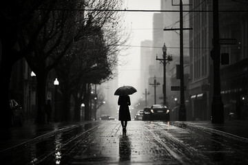 Rainy Day Street Photography Generative AI
