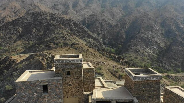 Dhee Ayn marble village aerial view  Al Mukhwah  Saudi Arabia