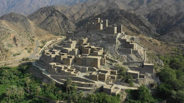 Dhee Ayn marble village aerial view  Al Mukhwah  Saudi Arabia