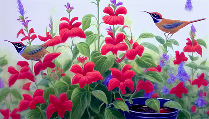 Generative AI flowers in the garden