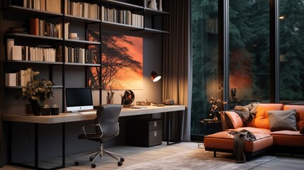 cosy modern home office room ai generated