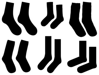 Set of socks silhouette vector art