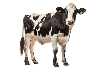 Isolated Cow on White Background, Generative Ai - obrazy, fototapety, plakaty