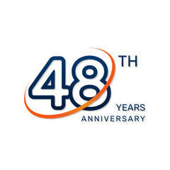 48th anniversary logo in a simple and modern style in blue and orange colors. logo vector illustration