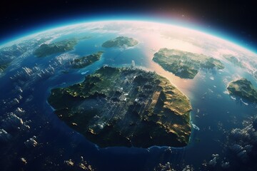Beautiful planet earth seen from space, aerial view
